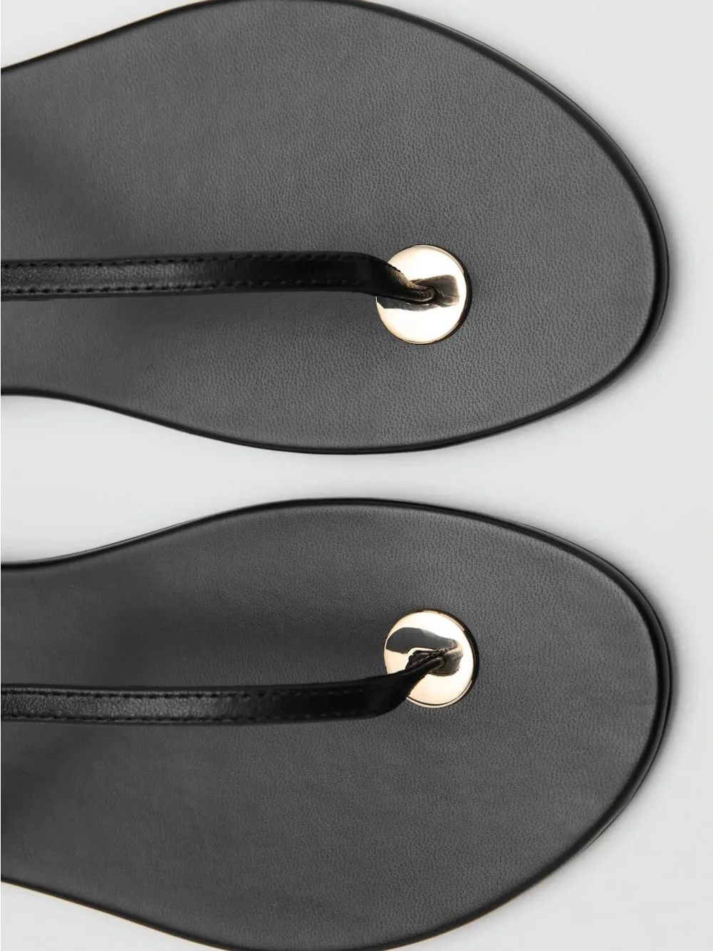 NIB! MNG Noma Black Strappy Leather Gold Accent Sandals Size 7.5